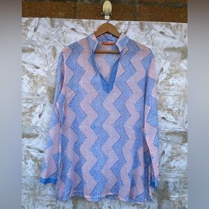 Oliphant Blue and Pink Zigzag Tunic